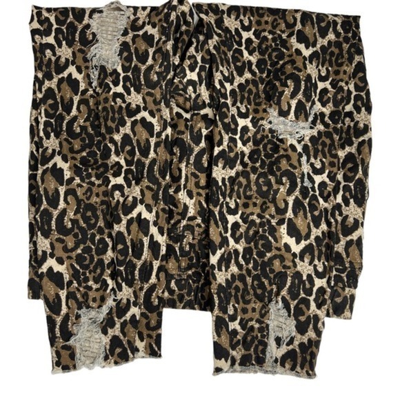 Royalty for Me‎ High Rise Distressed Ankle Joggers Leopard Print Size Large - Picture 6 of 11